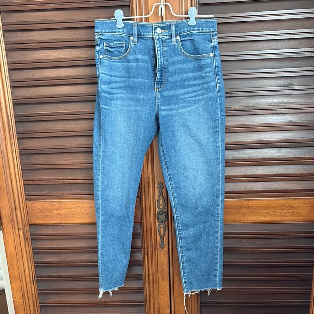 LOFT Blue Ankle Cropped Jeans with Raw Hem